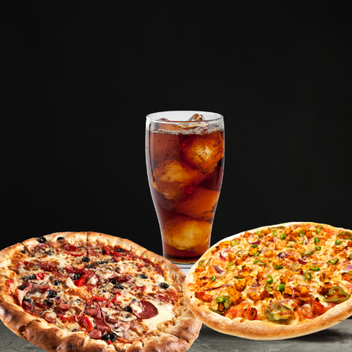 Buy 1 Large Pizza & Get 1 Medium Pizza + 450Ml Cold-drink Free Buy 1 Large Pizza & Get 1 Medium Pizza + 450Ml Cold-drink Free